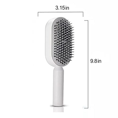 JiedHiur Self Cleaning Hair Brush, 3D Air Cushion Hair Brushes for Women, Airbag Massage Combs for Women, Hair Brush for Thick Hair (White)