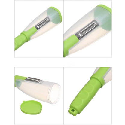 Hovico 2Pcs Vegetable Peeler with Container Stainless steel multi-function storage type peeling knife with barrel It is Used for Peeling and Shredding all Kinds of Vegetables and Fruits