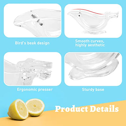 HNQH Manual Acrylic Lemon Slice Squeezer, Portable Transparent Fruit Juicer, Elegance Bird Shape, Hand Juicer for Orange Lemon Lime Pomegranate