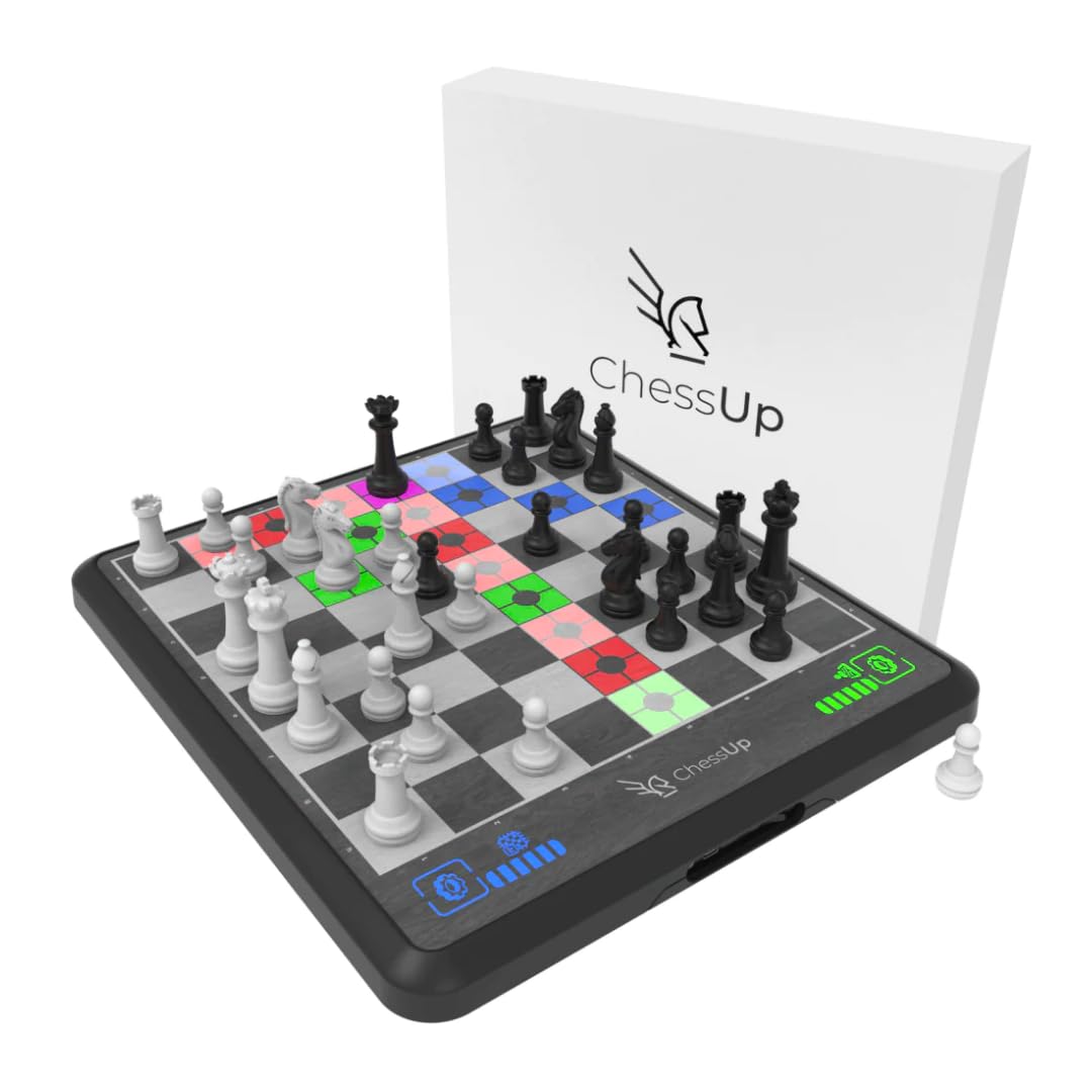 Bryght Labs - ChessUp - Electronic Chess Board - Built-in Chess Engine & Instructor - Includes Chess Set TouchSense Pieces - Light Up Smart Chess Board - Features AI, Wireless Play & Companion App