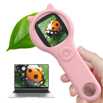 Microscope for Kids - Portable Handheld Magnifying Glass for Kids - Mini Digital Microscope for Kids Educational Science Toys, Christmas Birthday Gifts for Age 3 4 5 6 7 8 Girls&Boys （Pink）