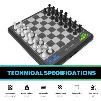 Bryght Labs - ChessUp - Electronic Chess Board - Built-in Chess Engine & Instructor - Includes Chess Set TouchSense Pieces - Light Up Smart Chess Board - Features AI, Wireless Play & Companion App