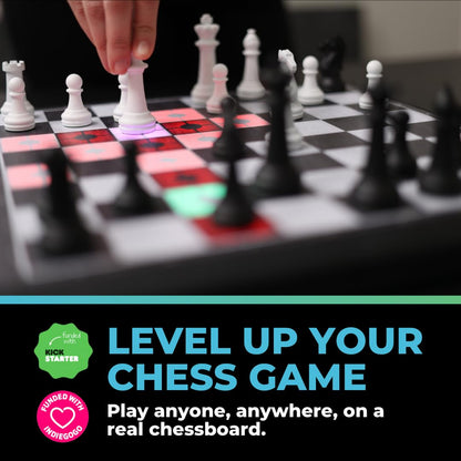 Bryght Labs - ChessUp - Electronic Chess Board - Built-in Chess Engine & Instructor - Includes Chess Set TouchSense Pieces - Light Up Smart Chess Board - Features AI, Wireless Play & Companion App